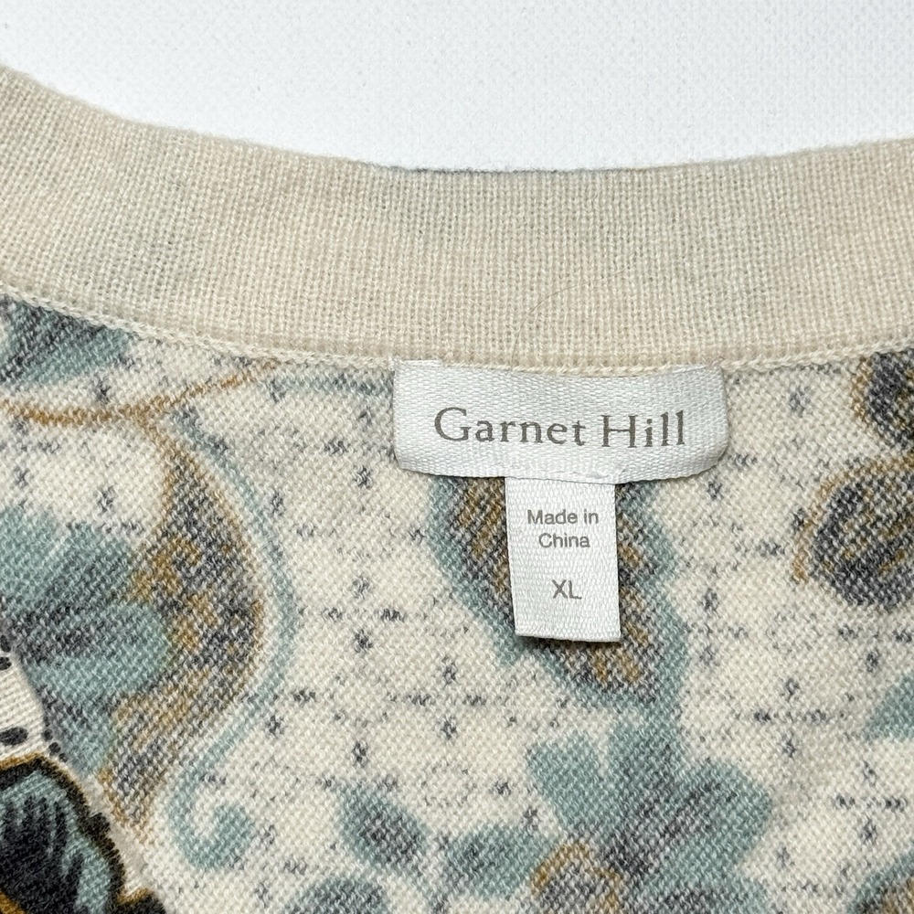 GARNET HILL Cashmere Floral V Neck Sweater XL Pullover Dolman Knit Boho Cottage - Picture 6 of 10